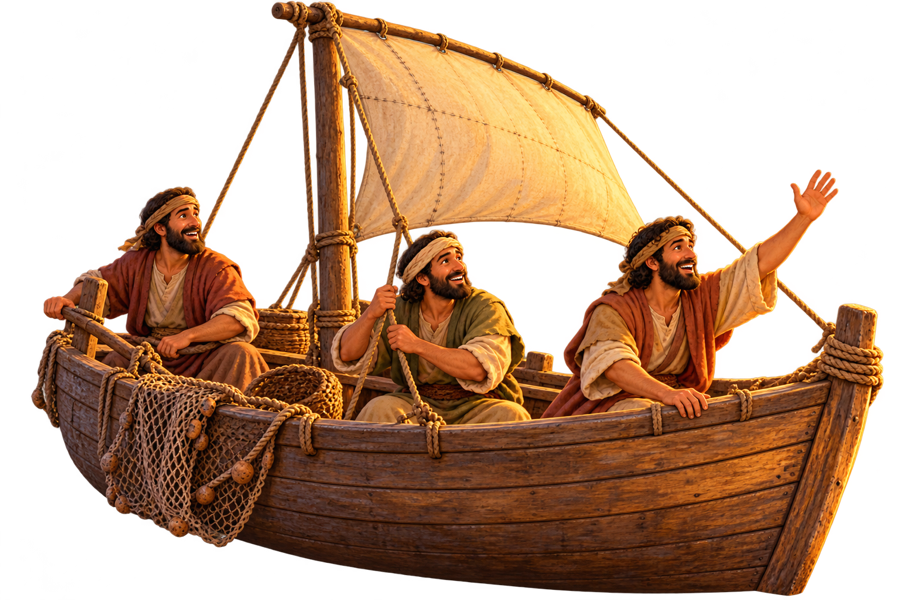 Another boat following Jesus across the lake